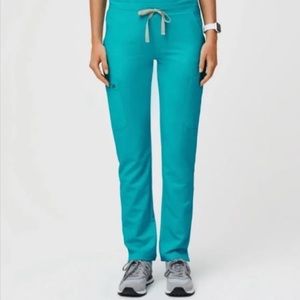 Teal Yola skinny scrub pants